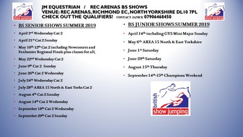 JM / REC Arenas ALL Summer BS Show Dates